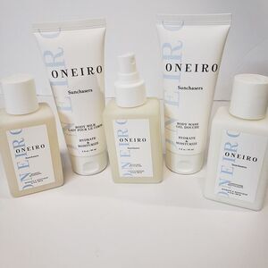 New Oneiro Sunchasers Kit With Clutch Travel Shampoo Lotion Body Milk Lot of 5